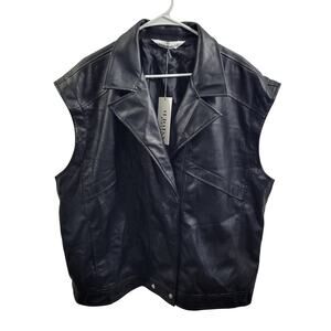 Studio Untold Women's Black Faux Leather Vest NWT Size 20/22  121524-0999